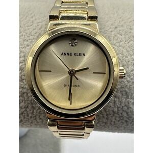 Anne Klein Diamond AK/3528 Womens Watch 26MM 7.5" New Battery Gold Tone V